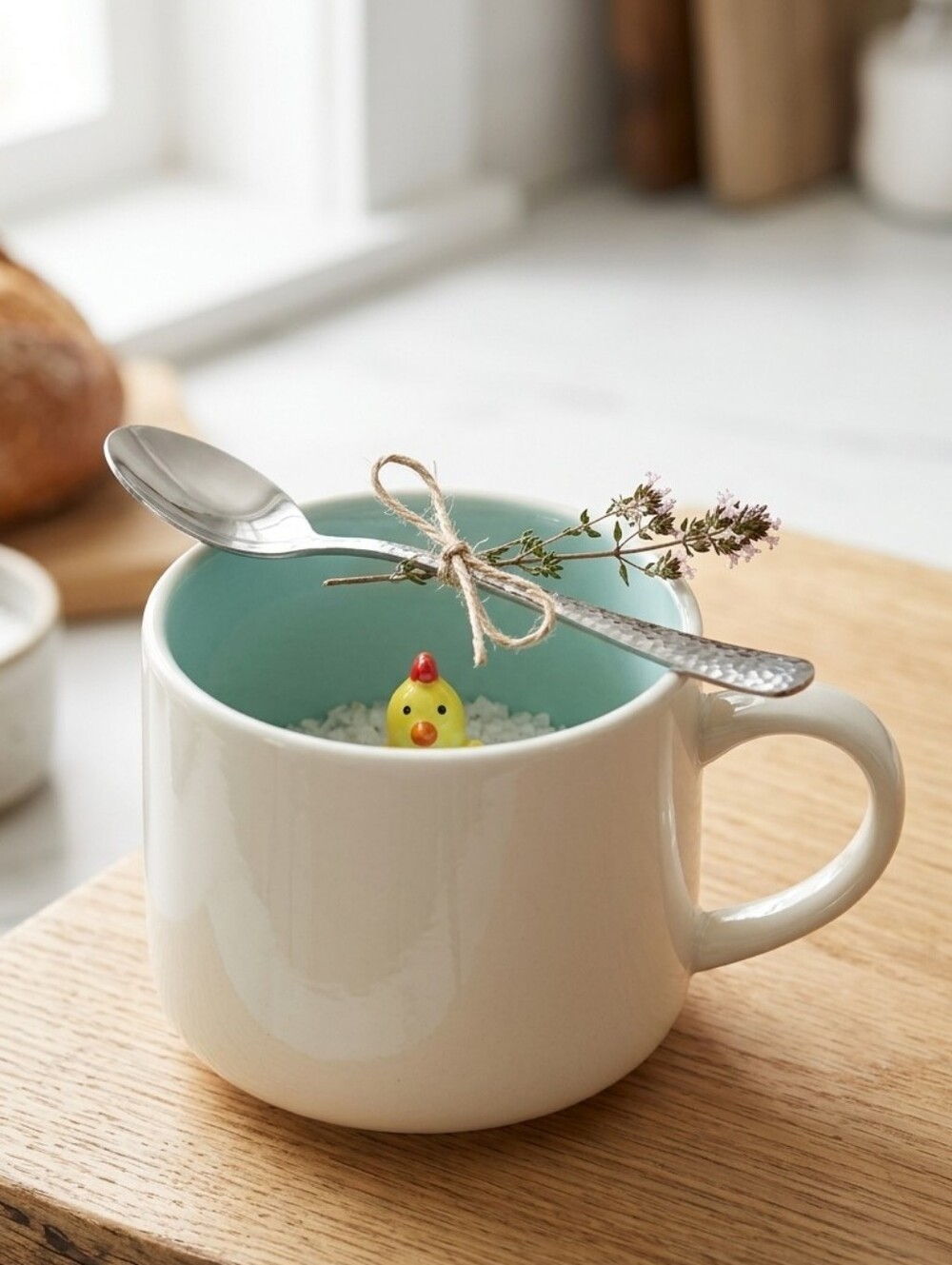Chicken Teacup Coffee Mug Glass Stainless Spoon Gift Boxed Set